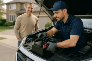 Cambia la batería de tu coche cómodamente con instalación profesional a domicilio. Sin esperas ni desplazamientos, reciclaje responsable incluido.